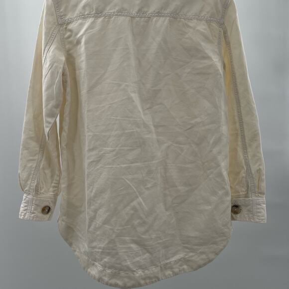 LOFT ANN TAYLOR Twill Linen Shirt Jacket Shacket Cream Pockets Lightweight Small - Picture 3 of 11